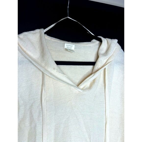 Women's 100% Extrafine Merino Wool Cream Hood Pullover Sweatshirt Quiet Luxury L - Picture 5 of 11